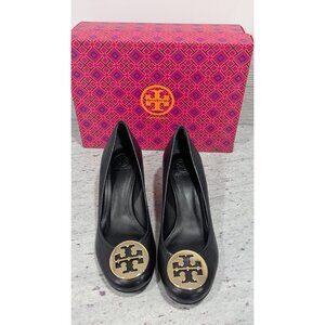 ✨ **Tory Burch Sally Mestico Wedge Pumps – Black & Gold** ✨
